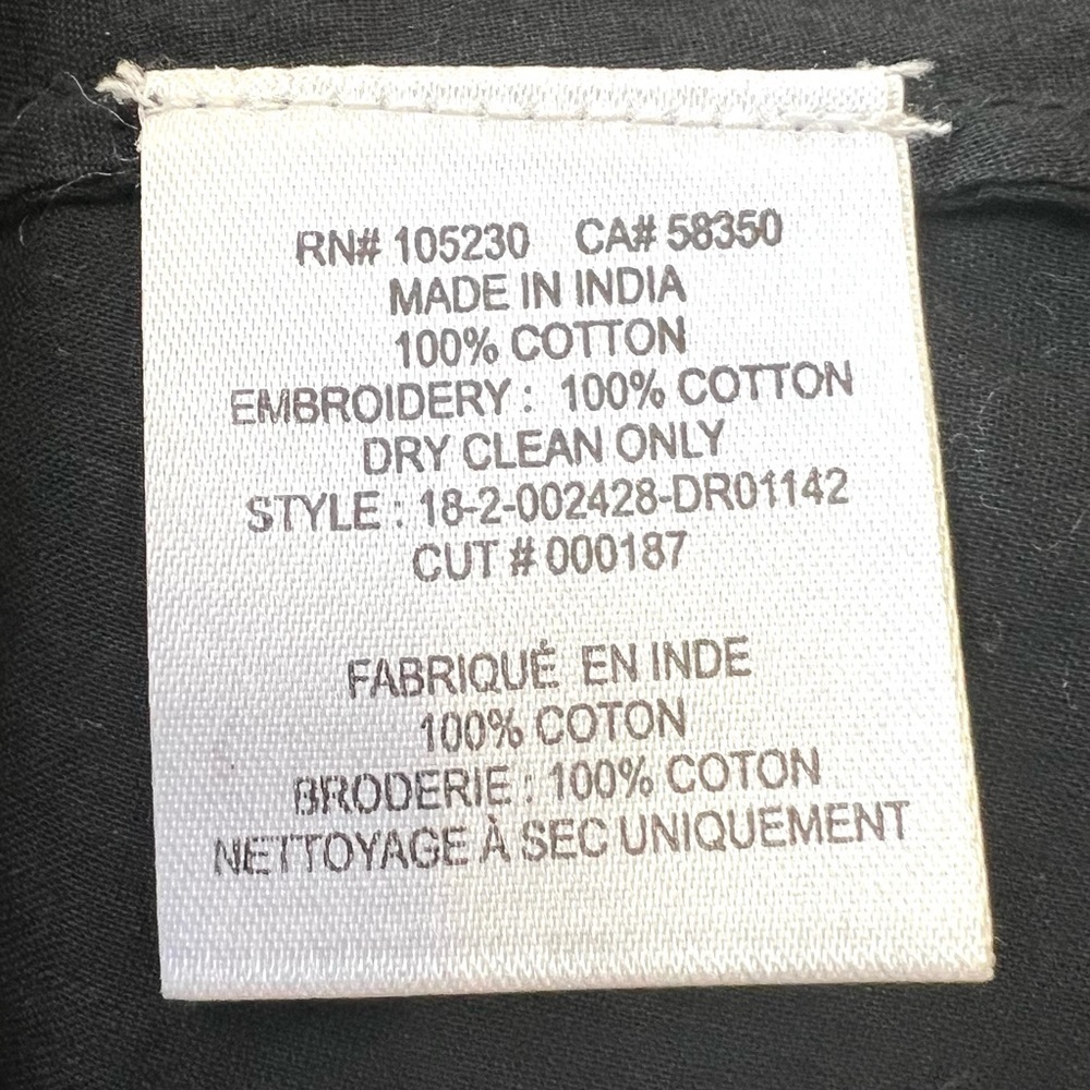 Joie Shada Black Embroidered V Neck Kimono Sleeve Cotton Boho Dress Women Large - Picture 12 of 14